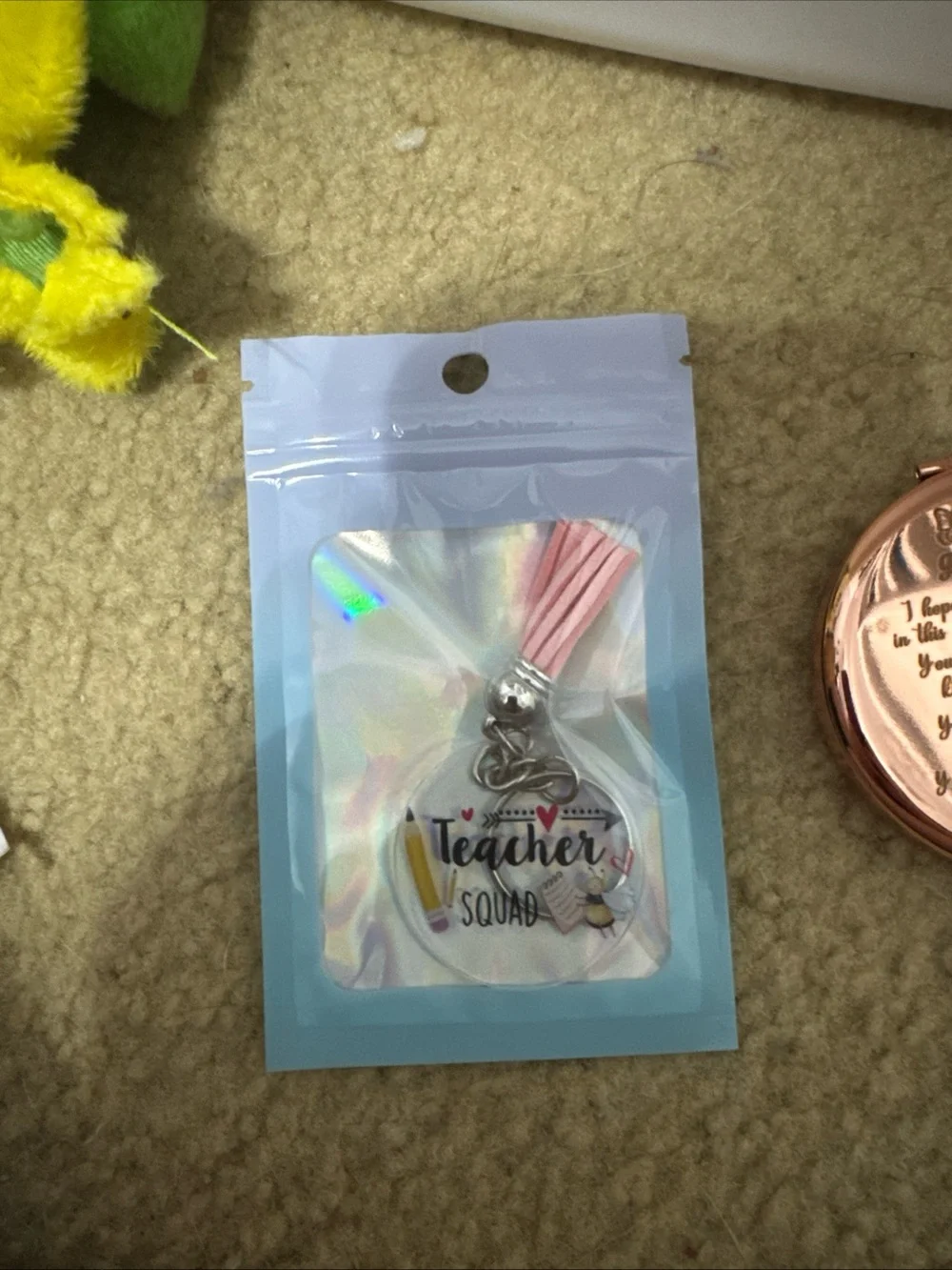 Teacher Squad Pink Tassel Keychain - Kids Accessories